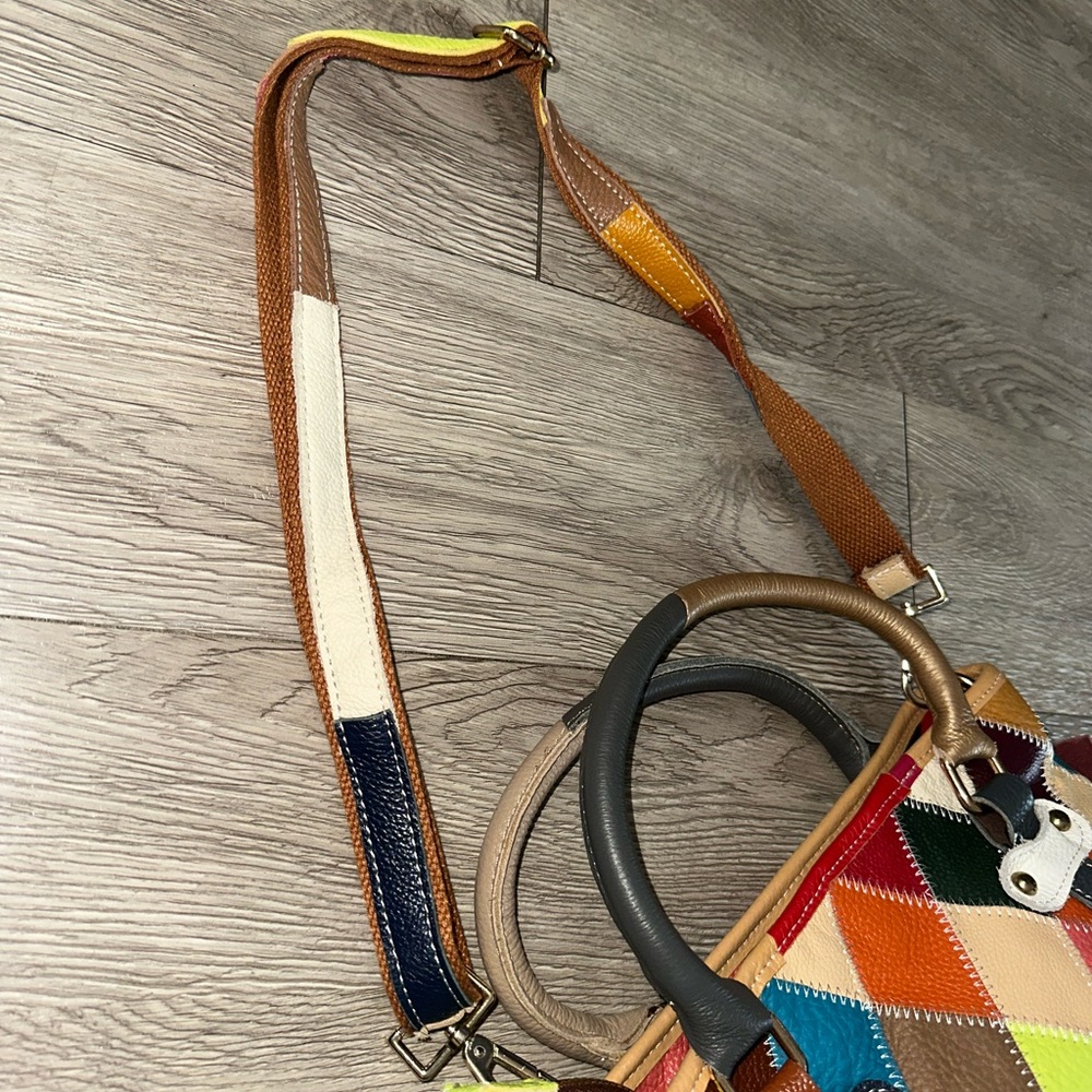 PW Colorful Patchwork Leather Boho Crossbody Bag … - image 6